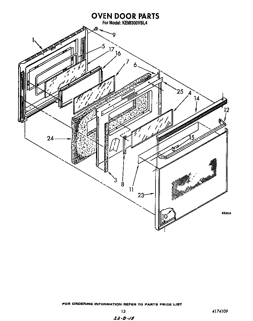 KitchenAid KEMI300VBL4 oven door diagram
