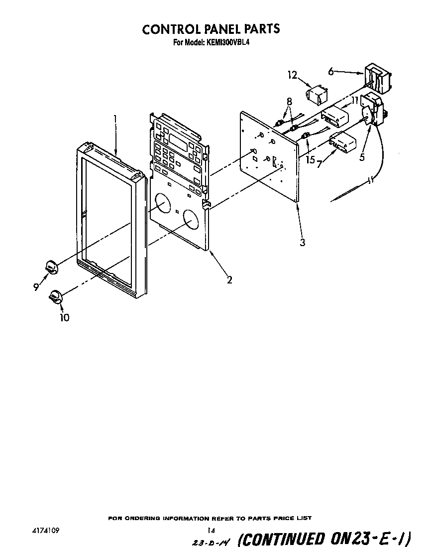 KitchenAid KEMI300VBL4 control panel diagram