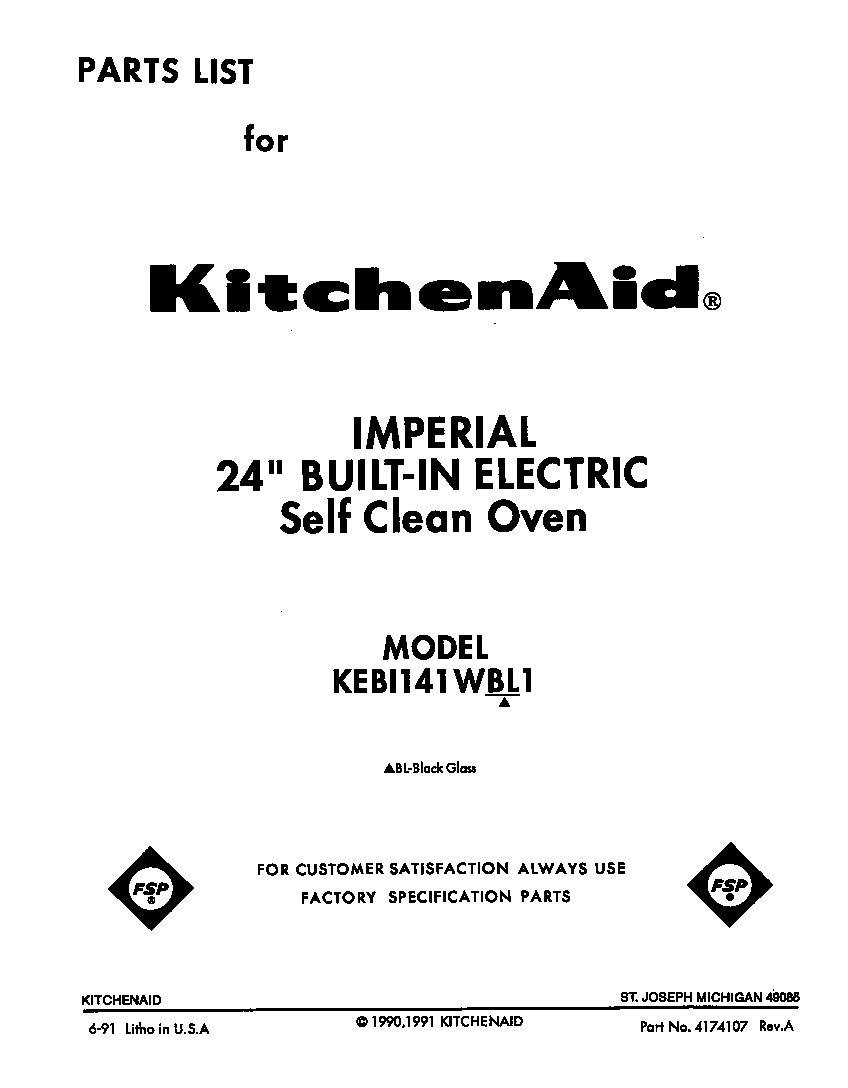 KitchenAid KEBI141WBL1 front cover diagram
