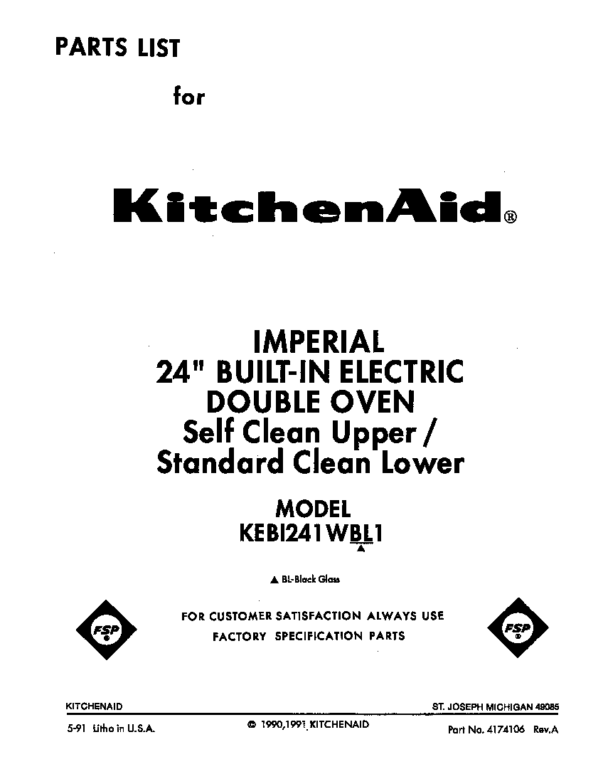 KitchenAid KEBI241WBL1 front cover diagram