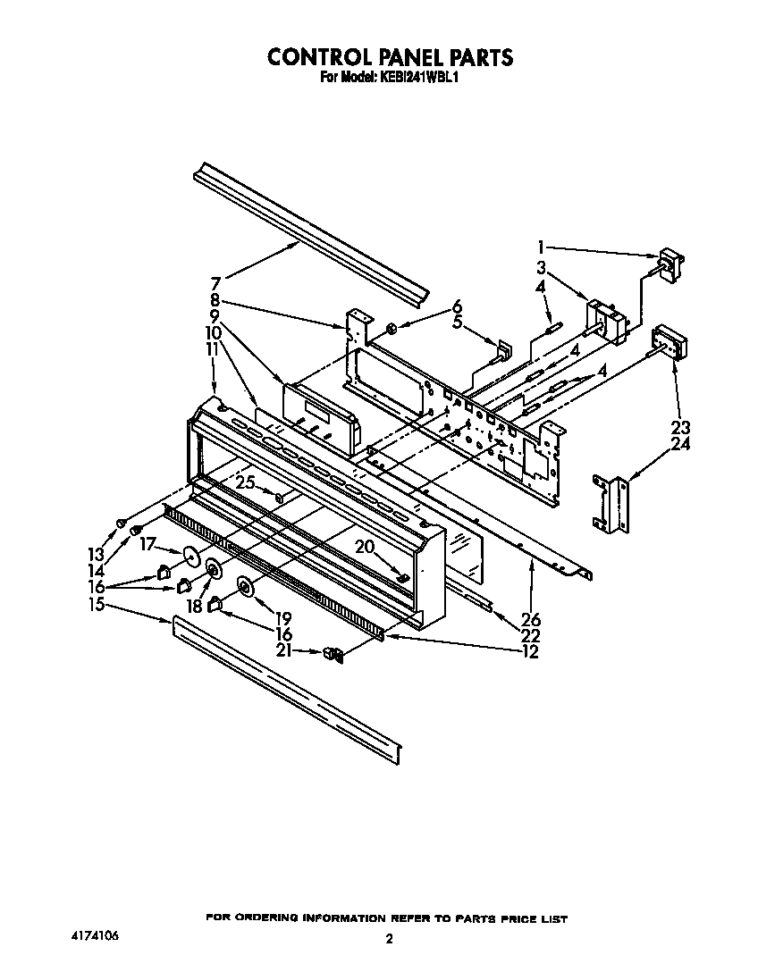 KitchenAid KEBI241WBL1 control panel diagram