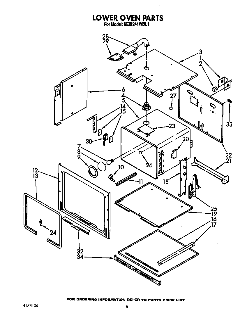 KitchenAid KEBI241WBL1 lower oven diagram
