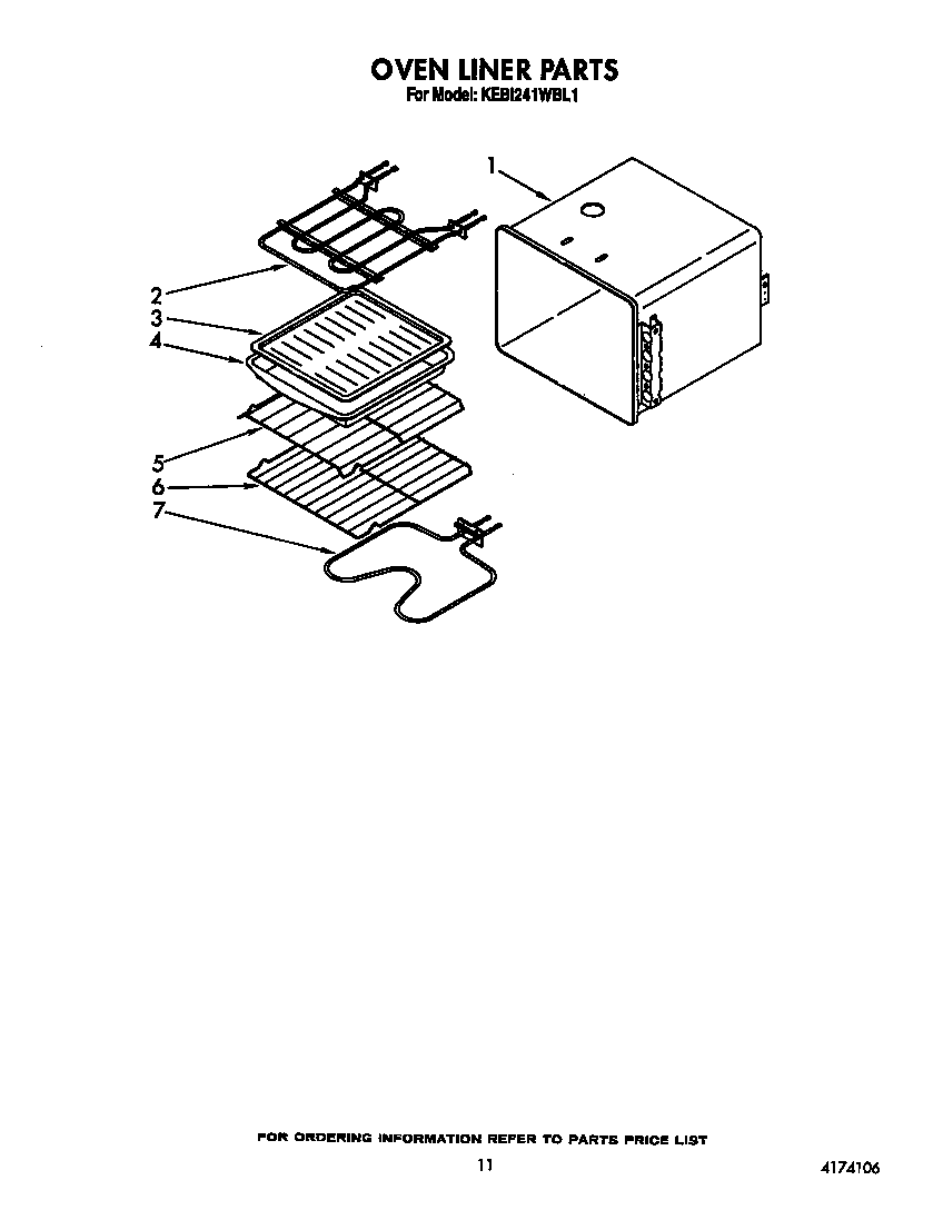 KitchenAid KEBI241WBL1 oven liner diagram