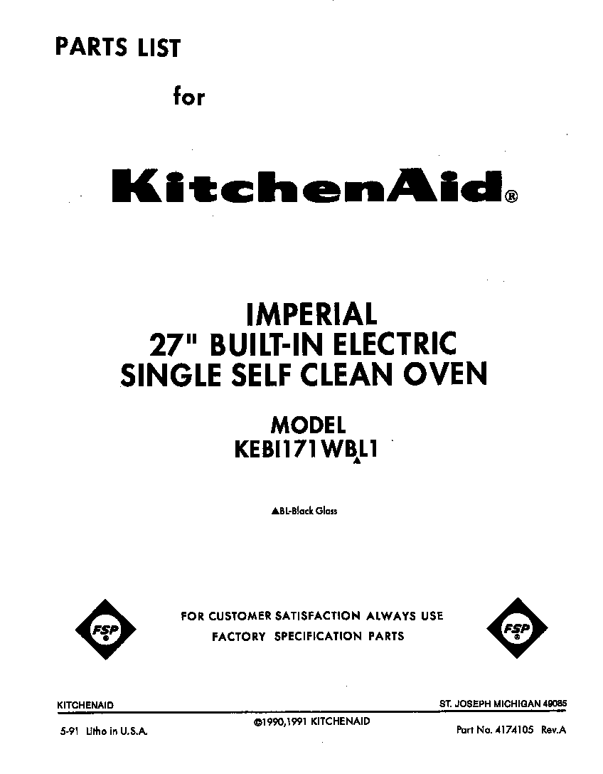 KitchenAid KEBI171WBL1 front cover diagram