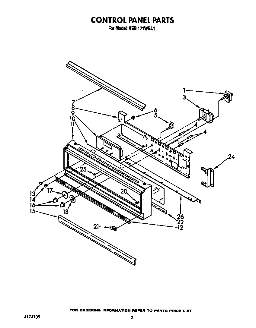 KitchenAid KEBI171WBL1 control panel diagram