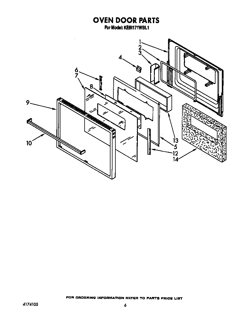 KitchenAid KEBI171WBL1 oven door diagram