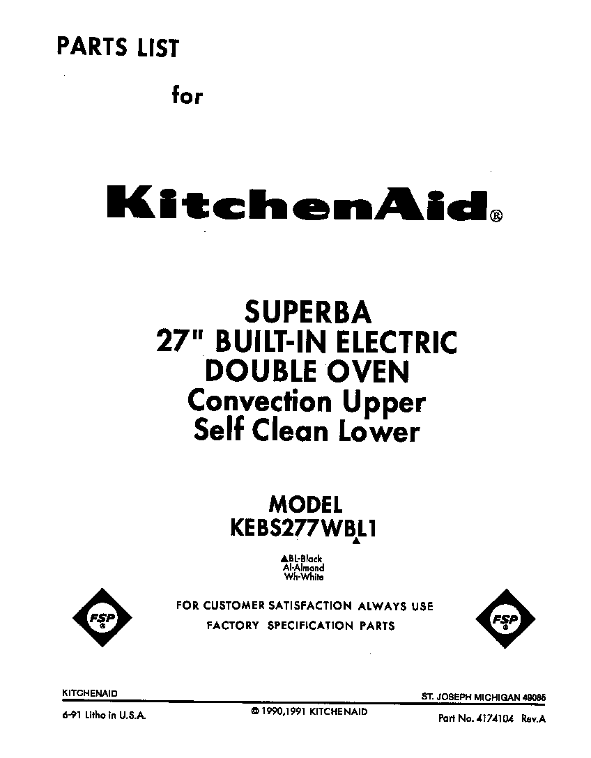 KitchenAid KEBS277WAL1 front cover diagram
