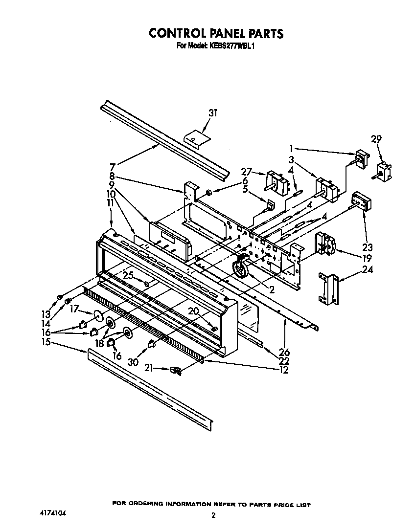 KitchenAid KEBS277WAL1 control panel diagram