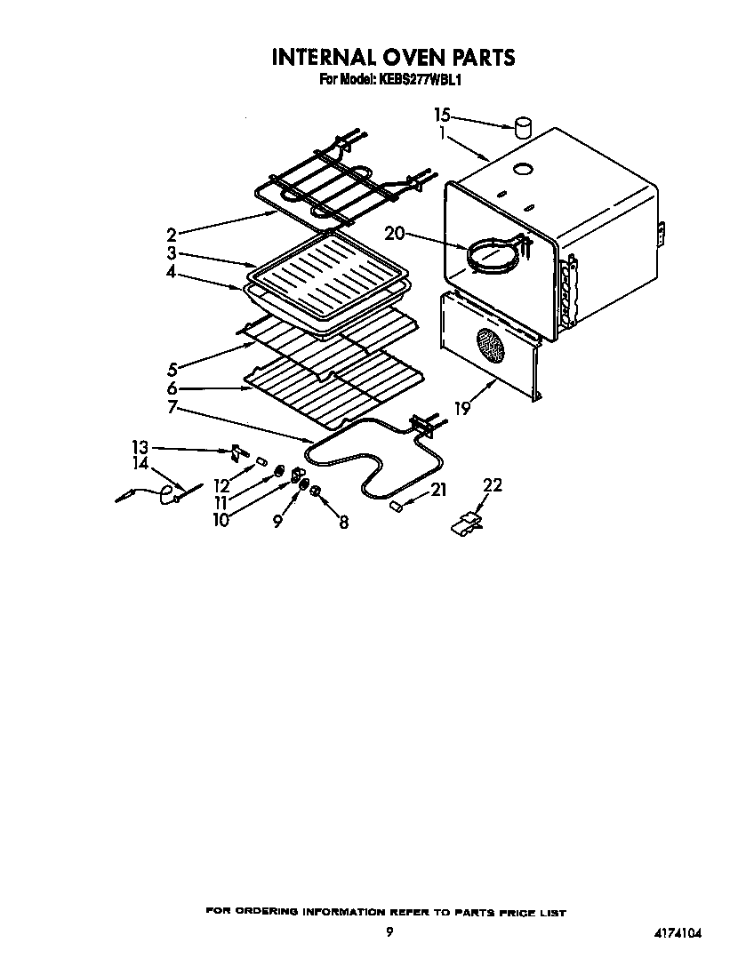 KitchenAid KEBS277WAL1 internal oven diagram