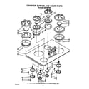 KitchenAid KGCT365TWH0 cooktop, burner and grates diagram