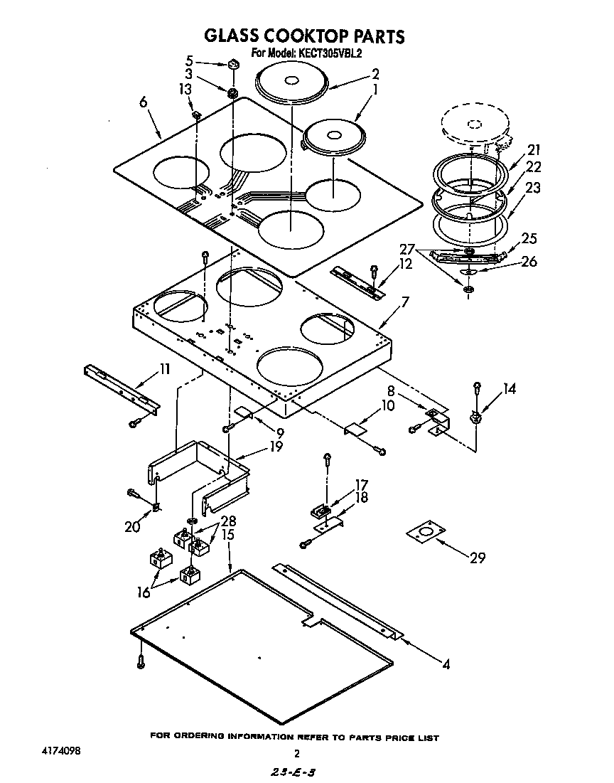 KitchenAid KECT305VWH2 cooktop diagram