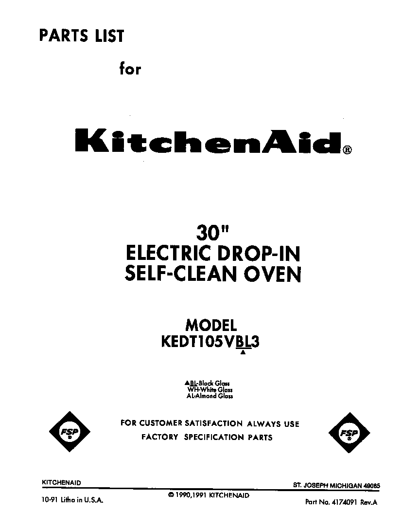 KitchenAid KEDT105VWH3 front cover diagram