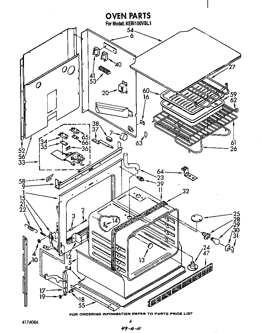 KitchenAid KEBI100VBL1 oven diagram