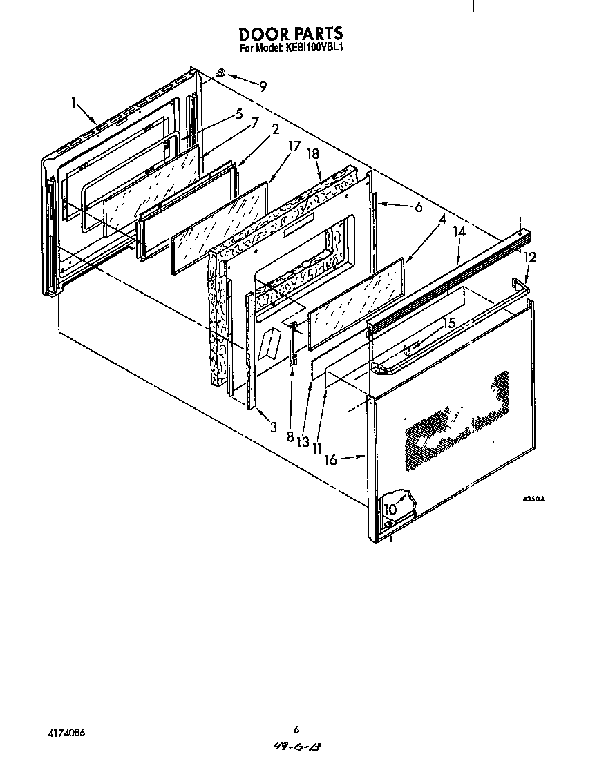 KitchenAid KEBI100VBL1 door diagram