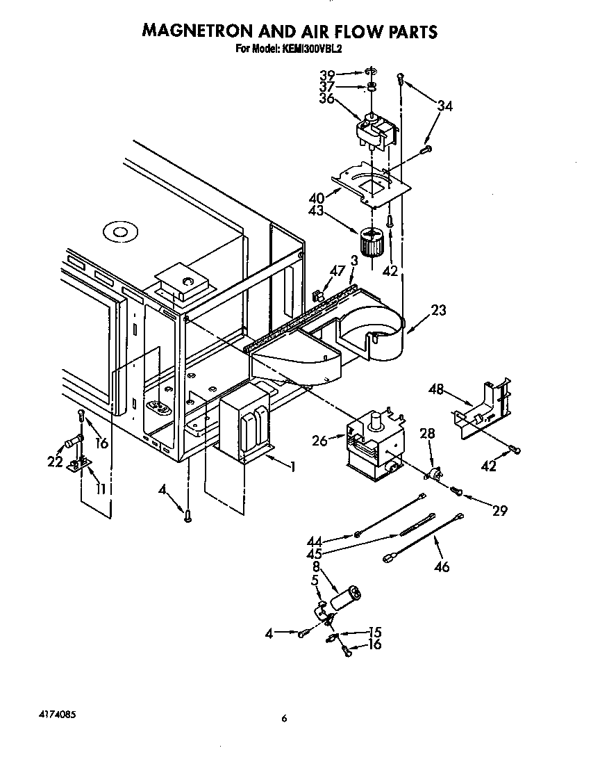KitchenAid KEMI300VBL2 magnetron and air flow diagram