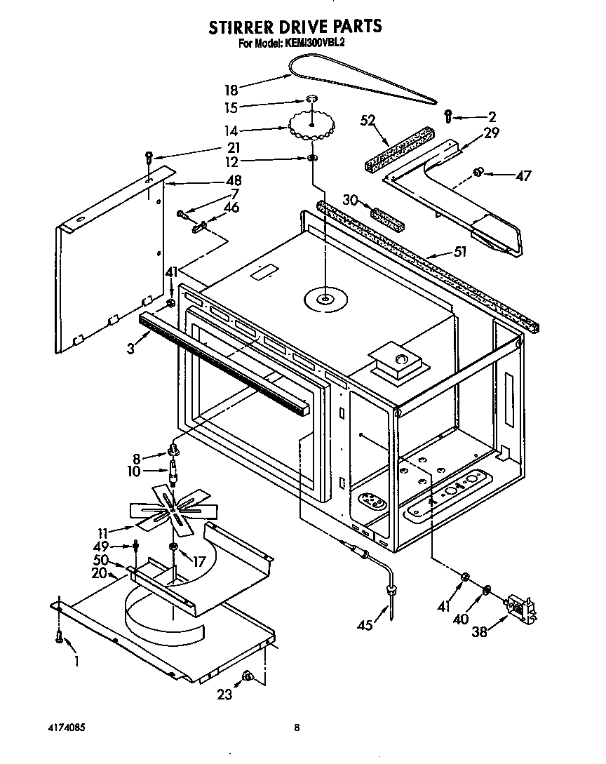 KitchenAid KEMI300VBL2 stirrer drive diagram