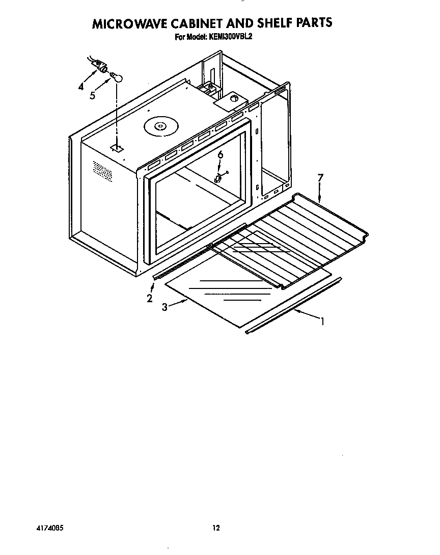 KitchenAid KEMI300VBL2 microwave cabinet and shelf diagram
