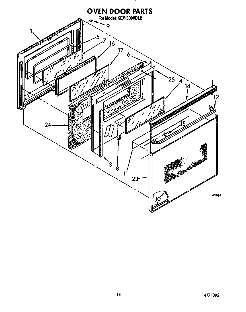 KitchenAid KEMI300VBL2 oven door diagram