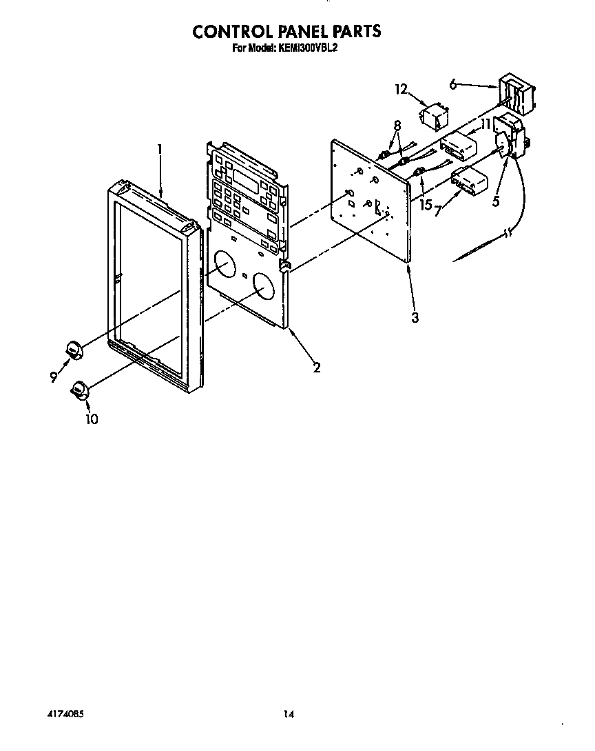KitchenAid KEMI300VBL2 control panel diagram