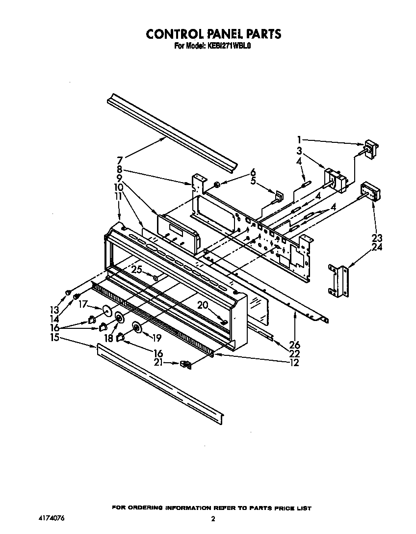KitchenAid KEBI271WBL0 control panel diagram
