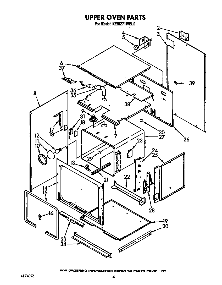 KitchenAid KEBI271WBL0 upper oven diagram