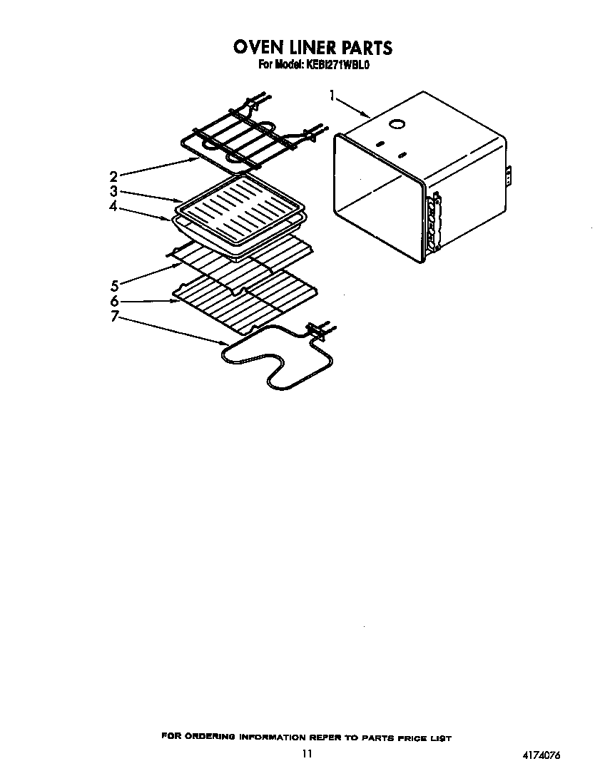 KitchenAid KEBI271WBL0 oven liner diagram