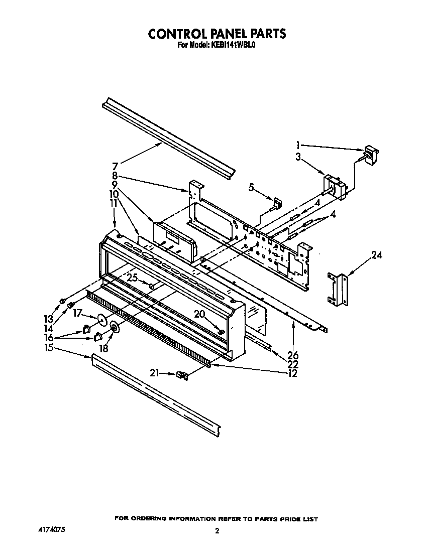 KitchenAid KEBI141WBL0 control panel diagram