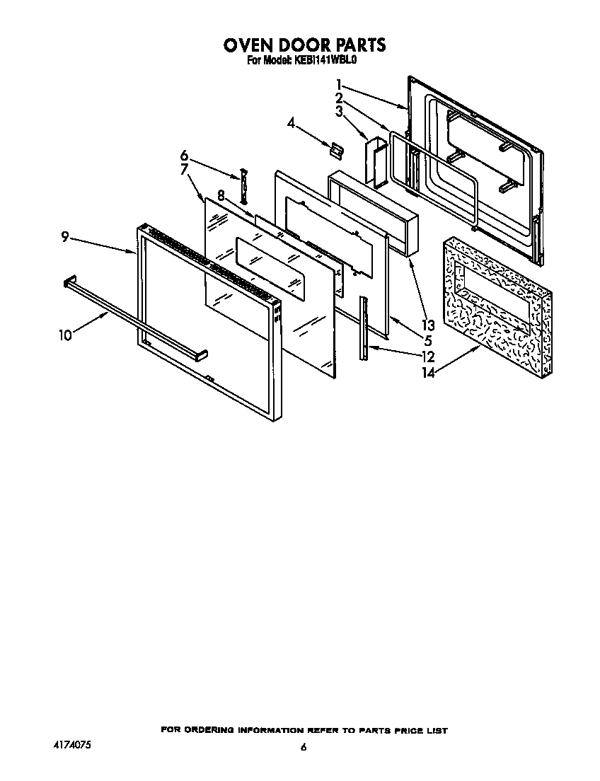 KitchenAid KEBI141WBL0 oven door diagram
