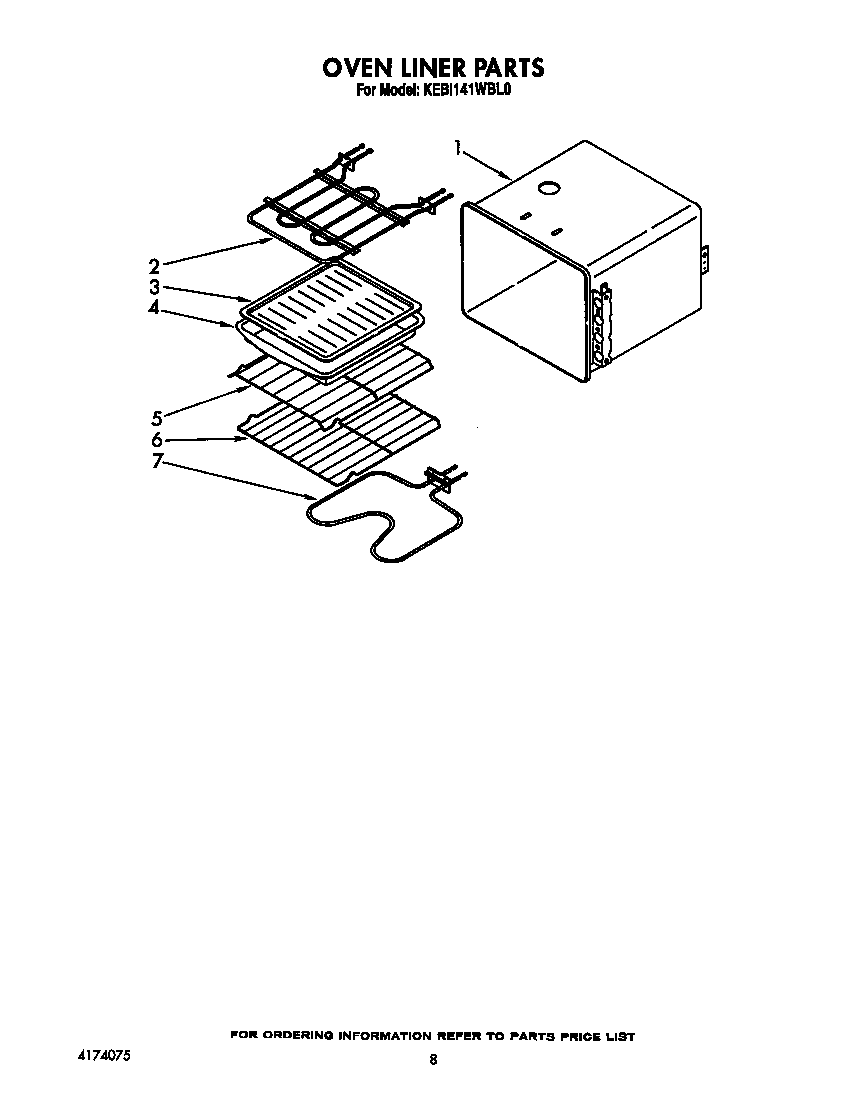 KitchenAid KEBI141WBL0 oven liner diagram