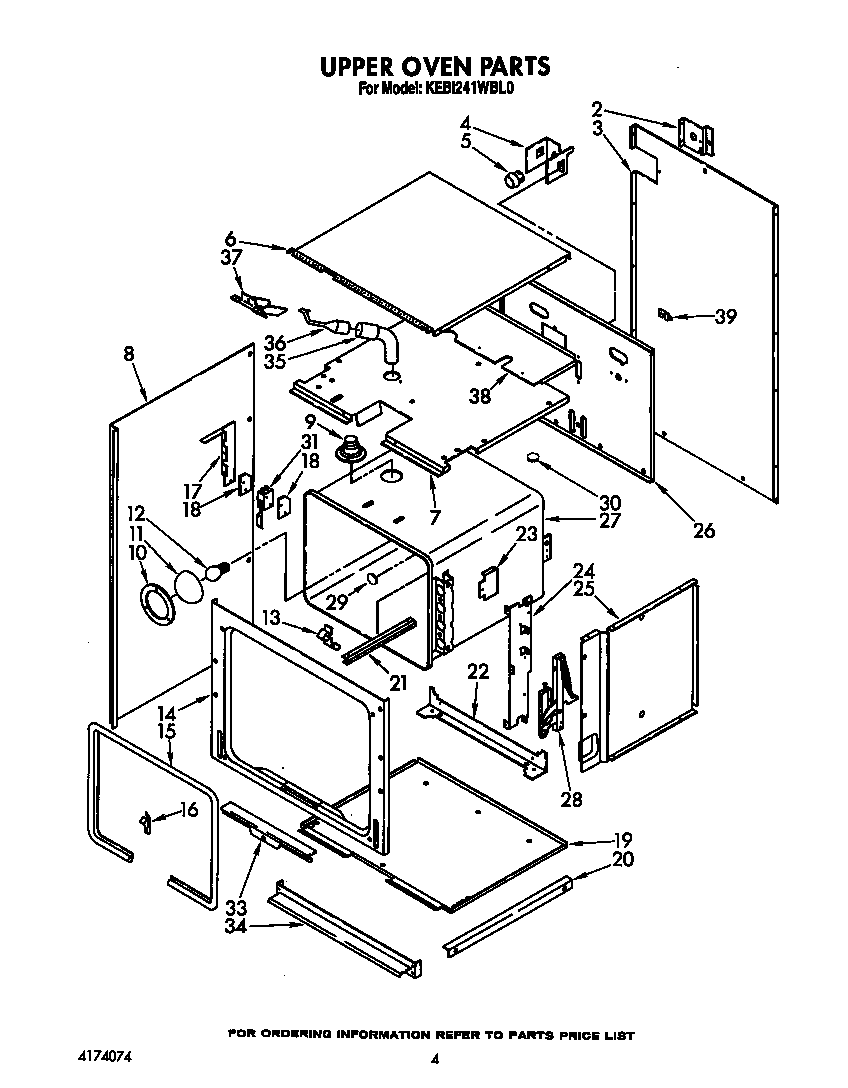 KitchenAid KEBI241WBL0 upper oven diagram