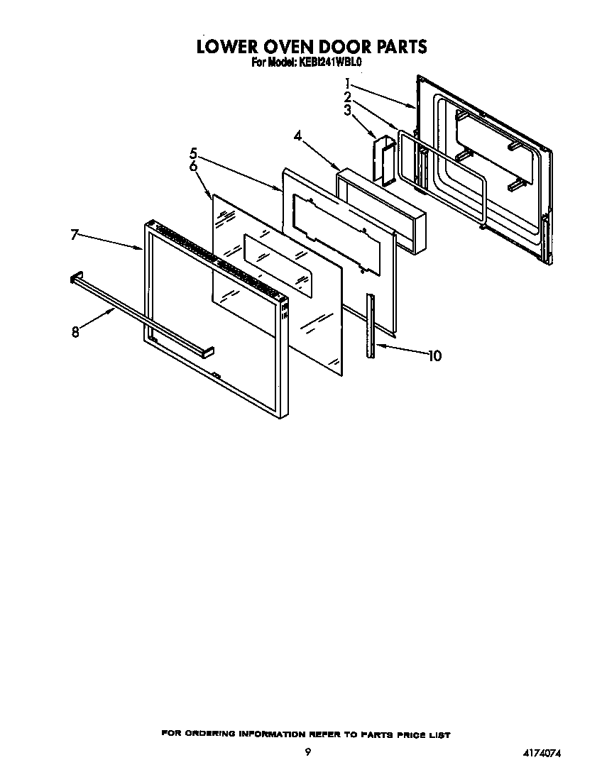 KitchenAid KEBI241WBL0 lower oven door diagram