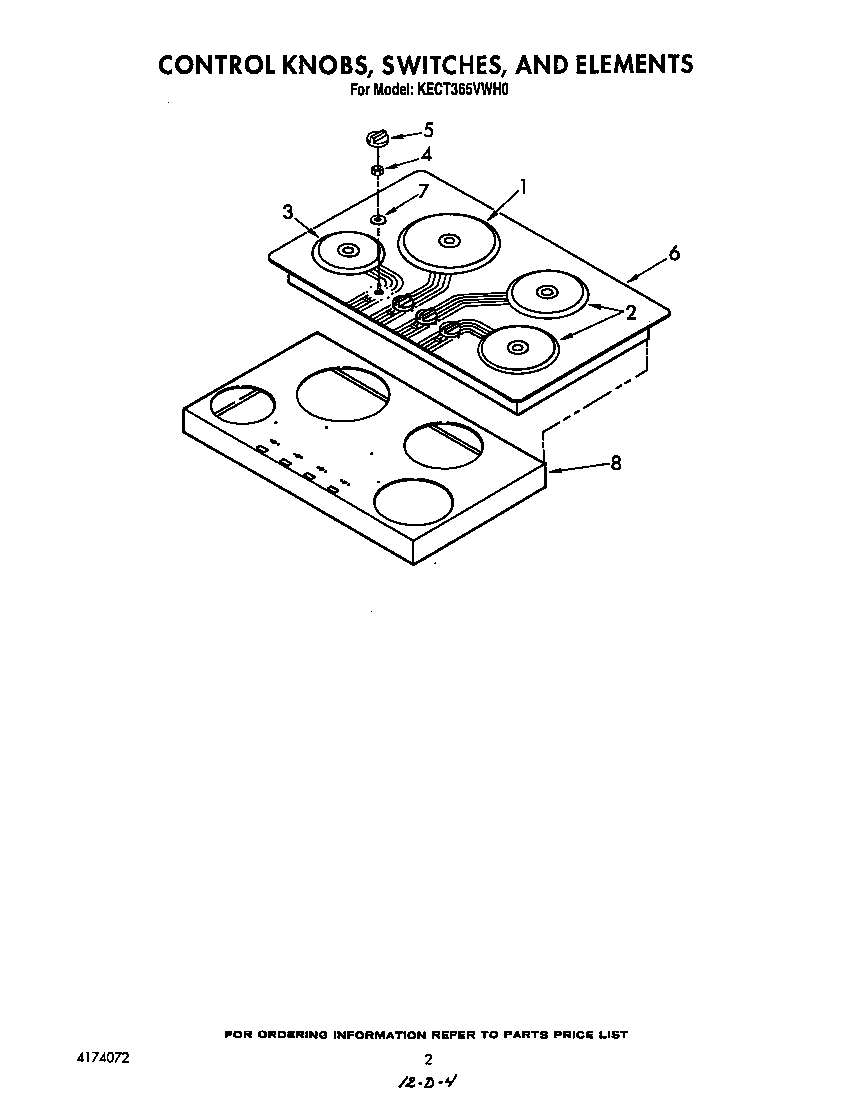KitchenAid KECT365VWH0 control, switch and elements diagram