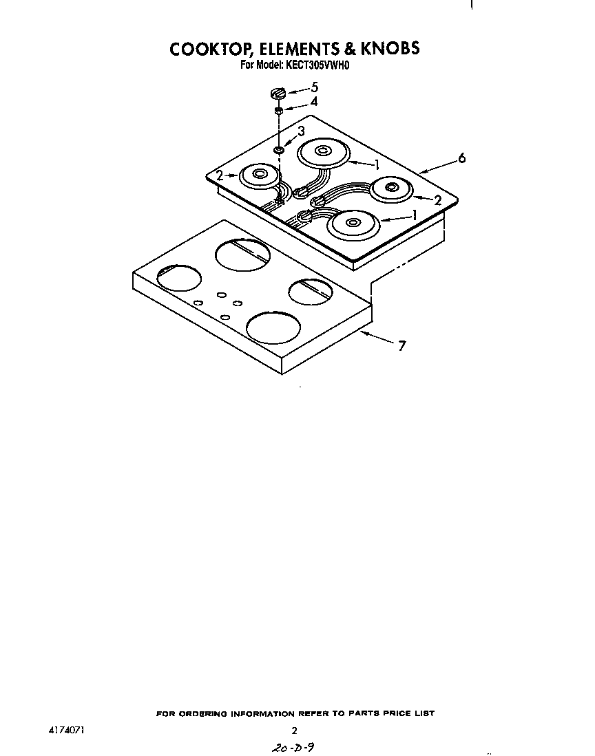 KitchenAid KECT305VWH0 cooktop diagram