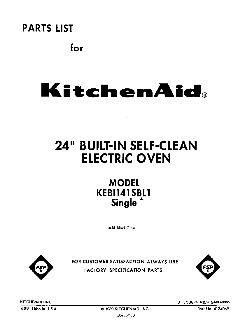 KitchenAid KEBI141SBL1 front cover diagram