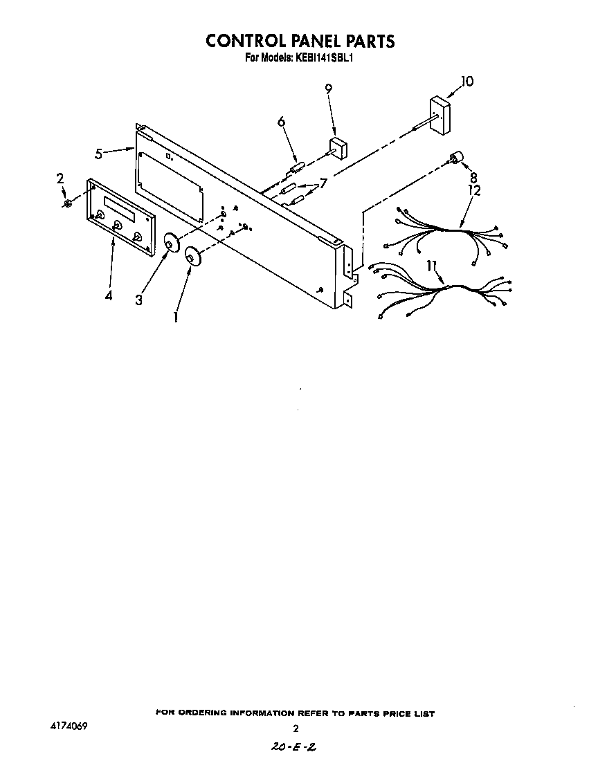 KitchenAid KEBI141SBL1 control panel diagram