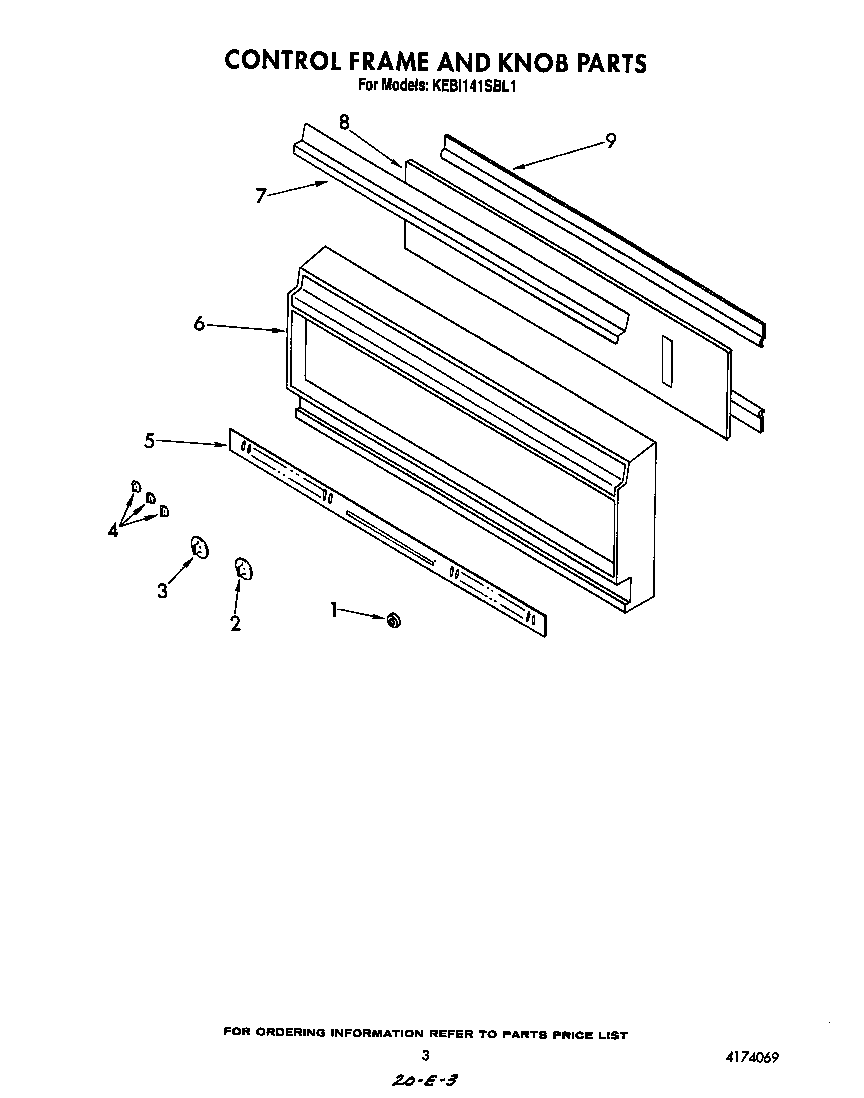 KitchenAid KEBI141SBL1 control frame and knob diagram