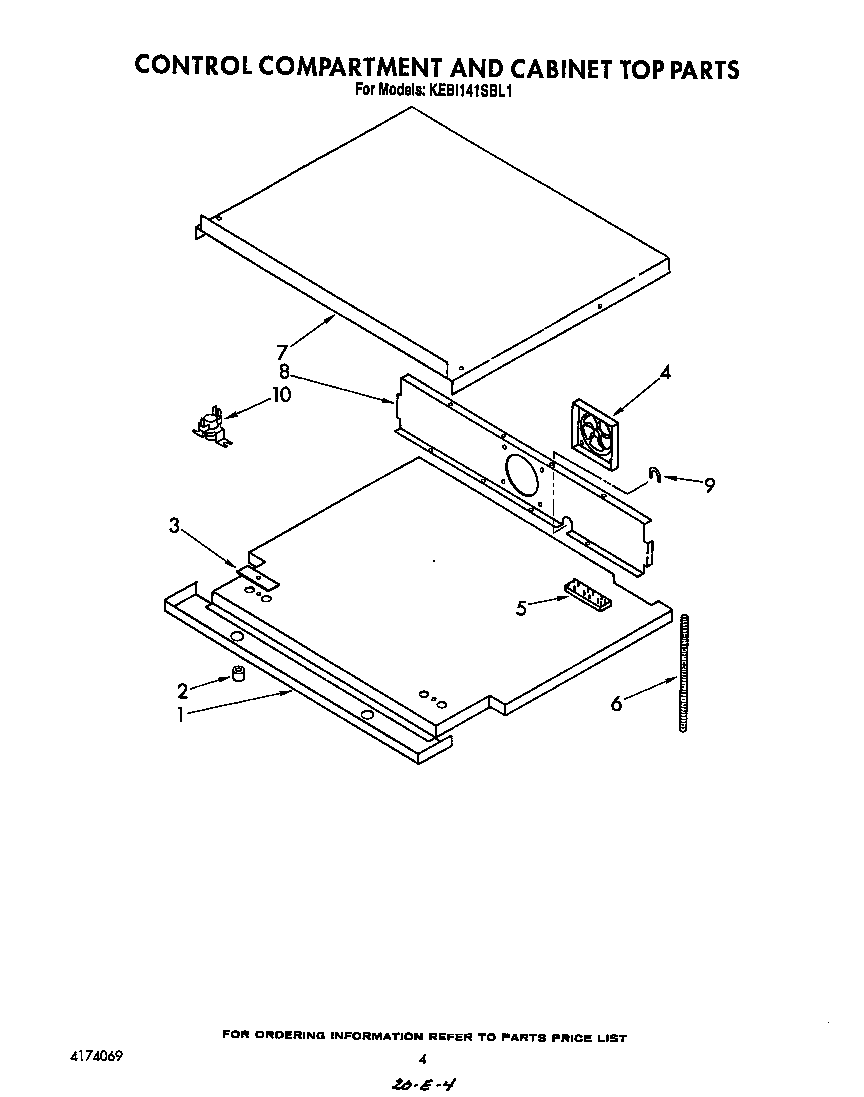 KitchenAid KEBI141SBL1 control compartment and cabinet top diagram