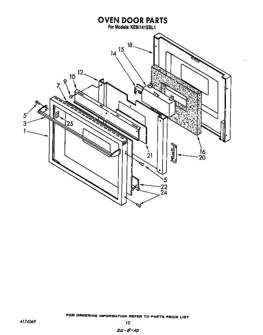 KitchenAid KEBI141SBL1 oven door diagram