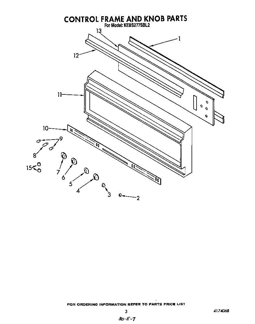 KitchenAid KEBS277SWH2 control frame and knob diagram