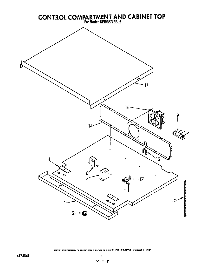 KitchenAid KEBS277SWH2 control compartment and cabinet diagram