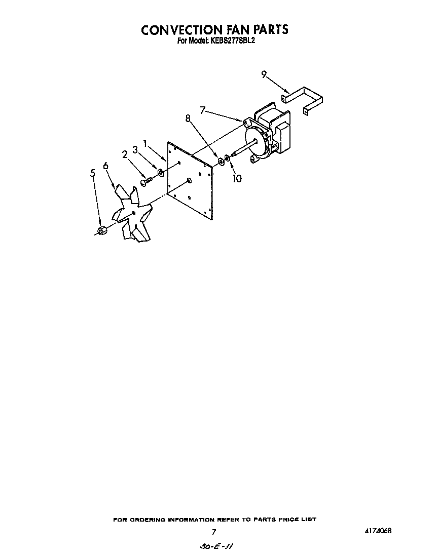 KitchenAid KEBS277SWH2 convection fan diagram