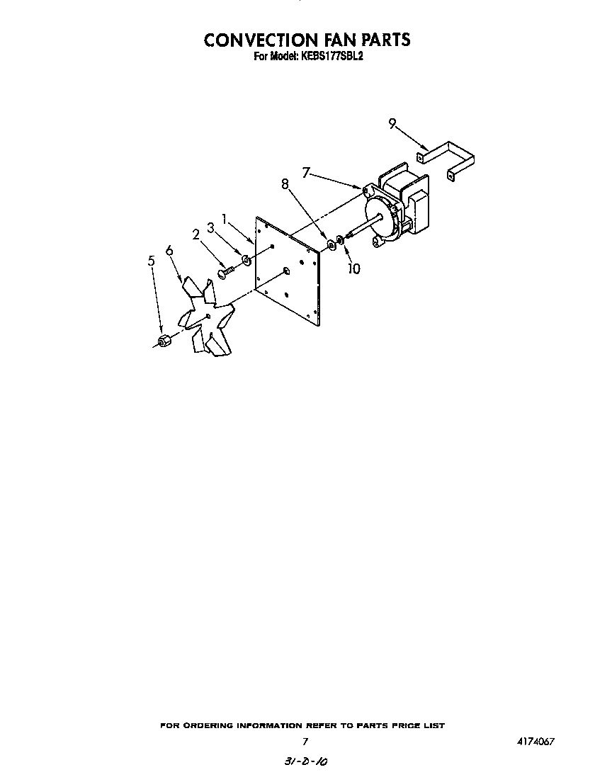 KitchenAid KEBS177SWH2 convection fan diagram