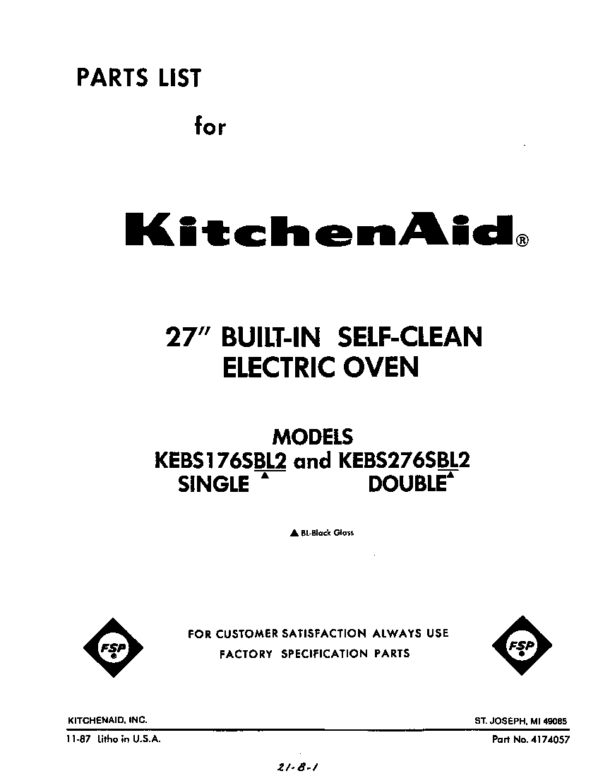 KitchenAid KEBS176SBL2 front cover diagram