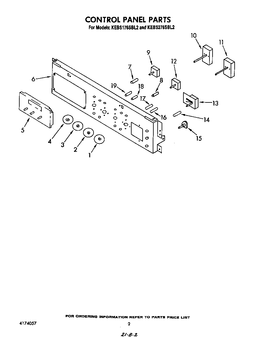 KitchenAid KEBS176SBL2 control panel diagram