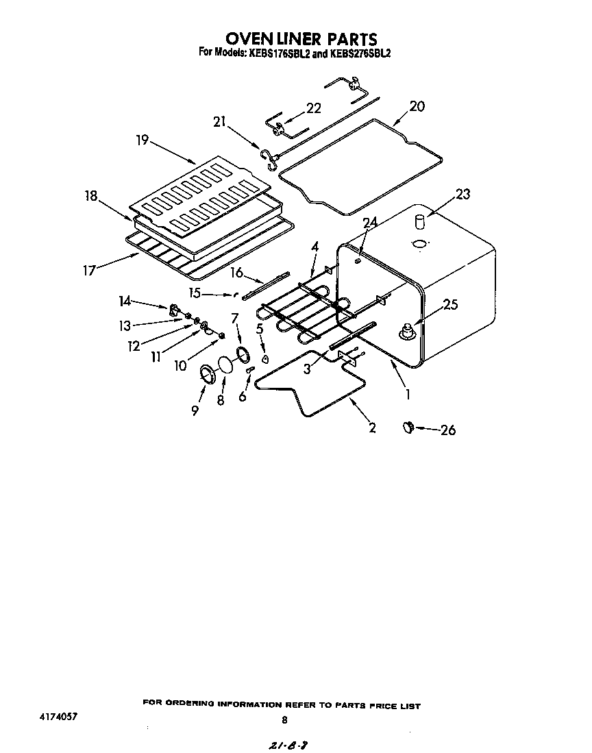 KitchenAid KEBS176SBL2 oven liner diagram