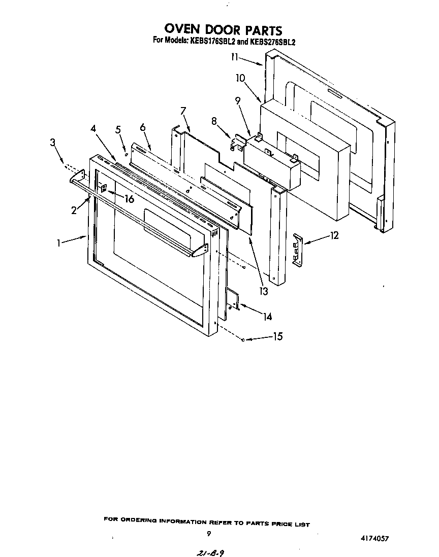 KitchenAid KEBS176SBL2 oven door diagram