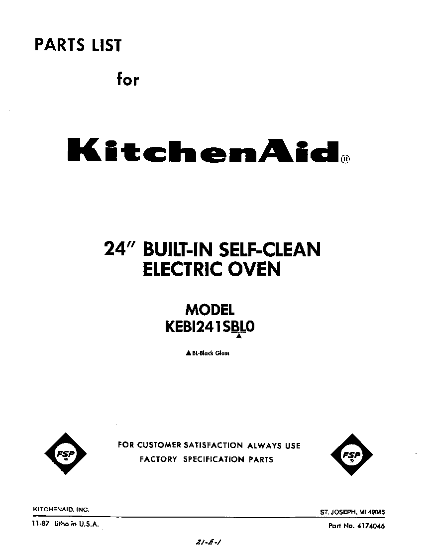 KitchenAid KEBI241SBL0 front cover diagram