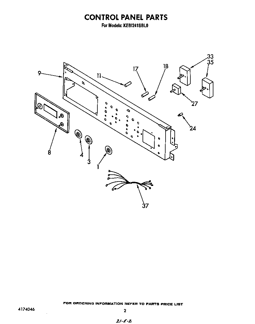 KitchenAid KEBI241SBL0 control panel diagram