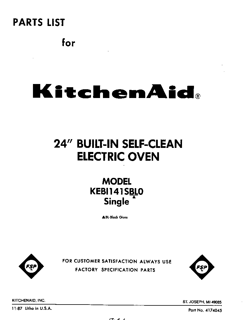 KitchenAid KEBI141SBL0 front cover diagram