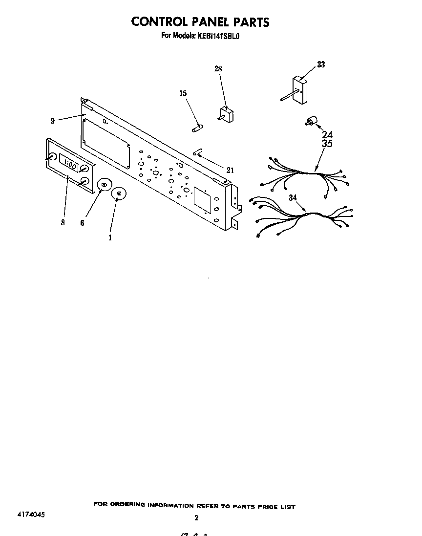 KitchenAid KEBI141SBL0 control panel diagram